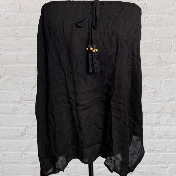 ❌DONATED❌Black Strapless Flowing Oversized Detailed Top - Picture 3 of 11